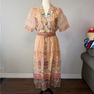 Vintage Paisley Print Dress